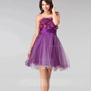 JJs House Women’s Purple A-Line Princess Strapless Short Prom Homecoming Dress 6